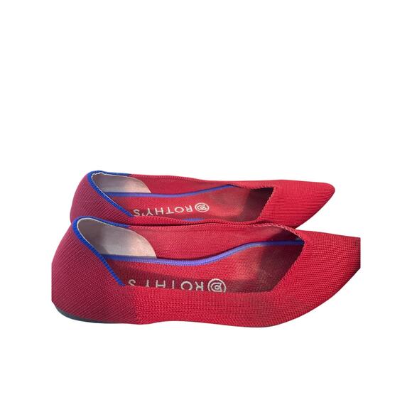 Rothy's The Point Women’s 8.5 Chili Red Knit Fabric Ballet Flats Slip On Shoes R - Picture 3 of 5